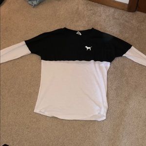 PINK long sleeve shirt with writing on back